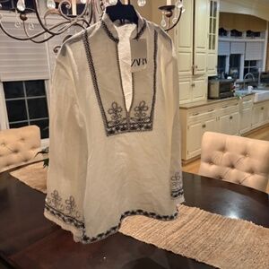 Embroidered Zara tunic blouse